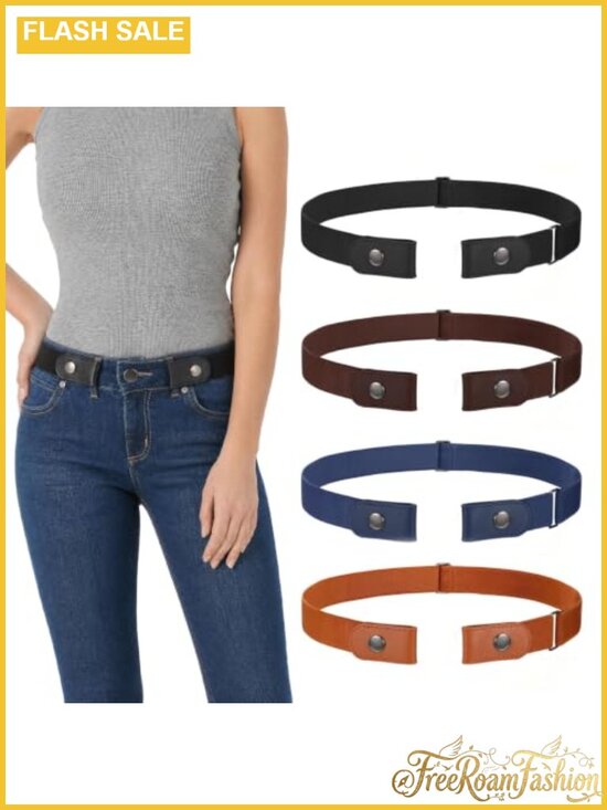 Accessories - Buckle Free Invisible Elastic Belt Adjustable Leather Stretch No Show for Jeans